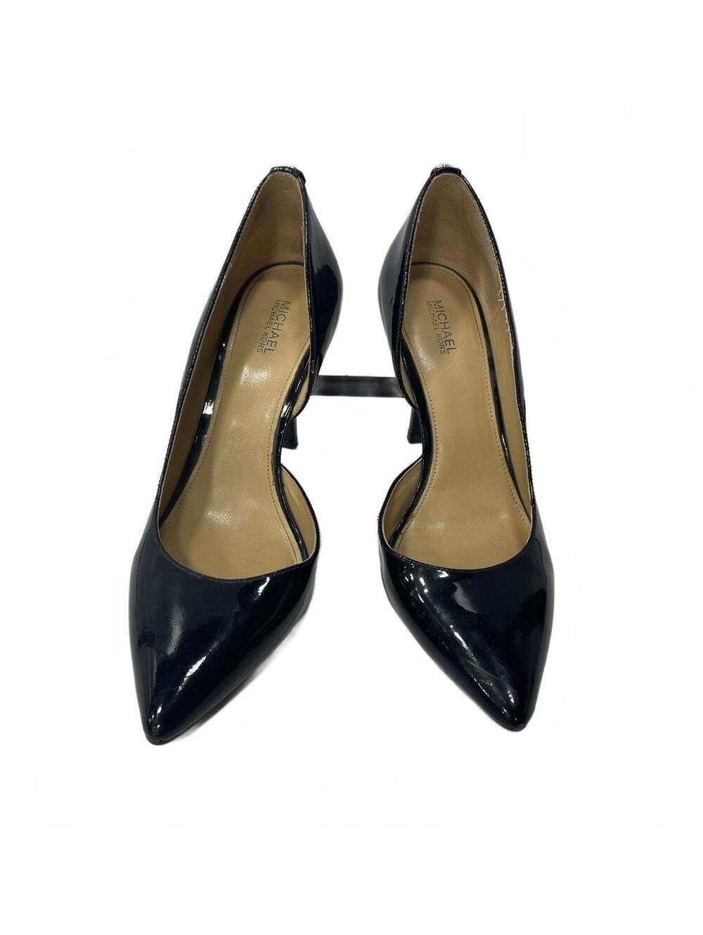 Michael Kors Navy Patent Leather Pointed Toe Mid Heels Pumps Size 8M 38.5